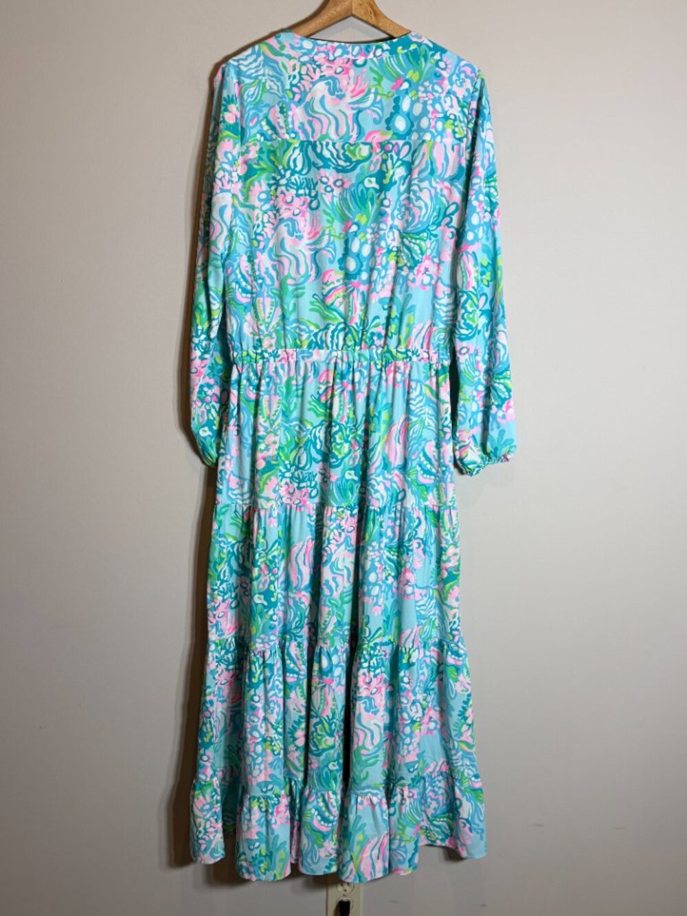 Lilly Pulitzer Cori Stretch Midi Shirt Dress Women's 10 Aqua La Vista Maxi NWOT - Picture 11 of 16